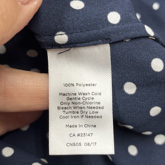 Talbots Polka Dot Bell Sleeve Blouse Top Size Large Chiffon Flowy Cottage - Picture 5 of 11